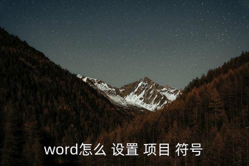 word怎么 設置 項目 符號