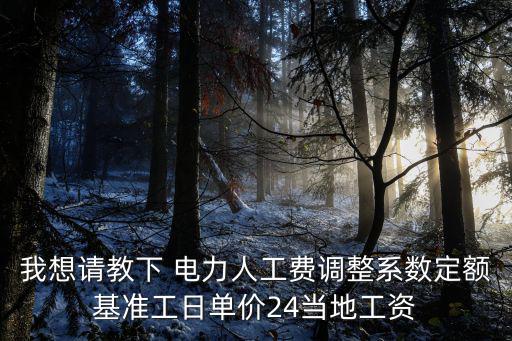 我想請教下 電力人工費調整系數定額基準工日單價24當地工資