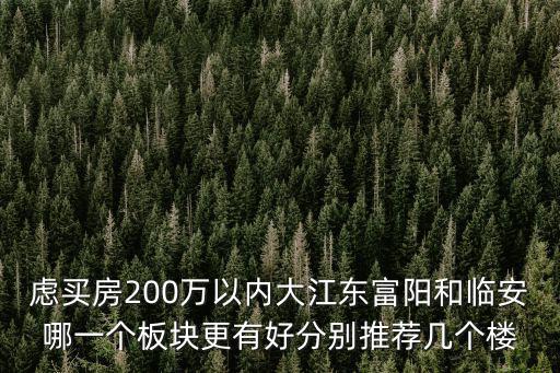 慮買房200萬以內大江東富陽和臨安哪一個板塊更有好分別推薦幾個樓