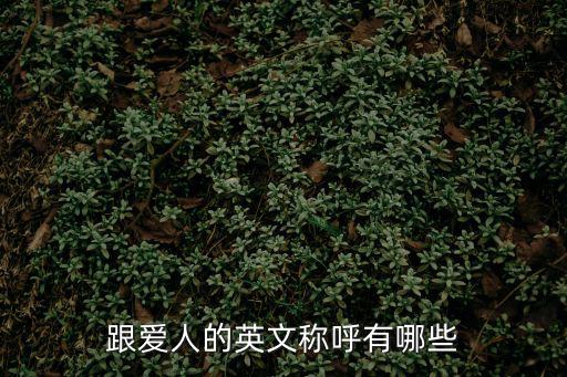 跟愛人的英文稱呼有哪些