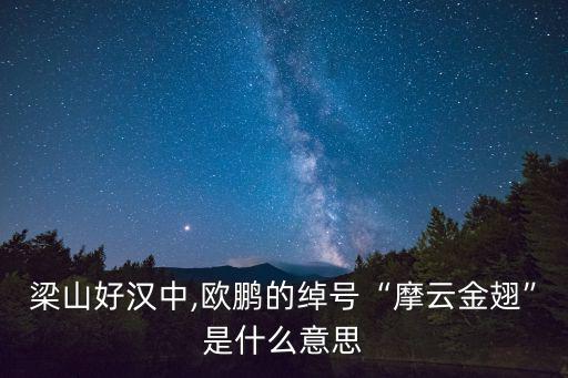 梁山好漢中,歐鵬的綽號“摩云金翅”是什么意思