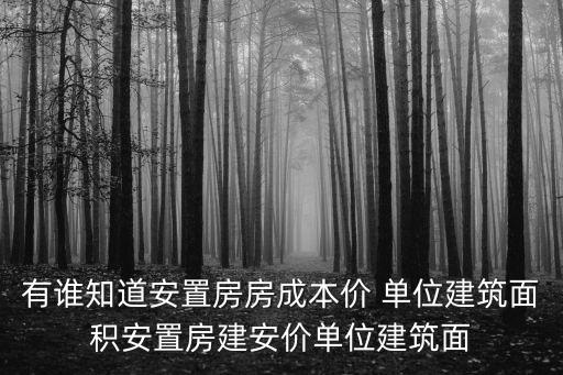 有誰知道安置房房成本價(jià) 單位建筑面積安置房建安價(jià)單位建筑面