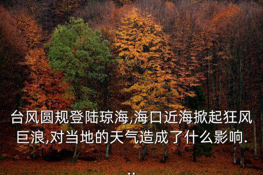 臺風圓規登陸瓊海,?？诮Ｏ破鹂耧L巨浪,對當地的天氣造成了什么影響...