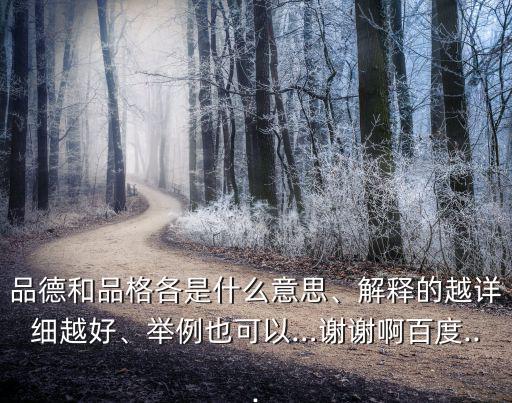 品德和品格各是什么意思、解釋的越詳細(xì)越好、舉例也可以…謝謝啊百度...