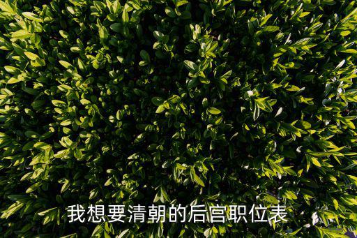 我想要清朝的后宮職位表