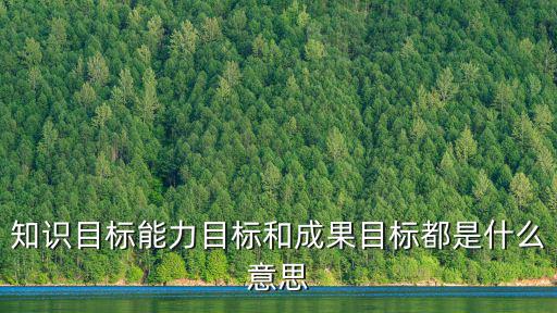 知識目標能力目標和成果目標都是什么意思