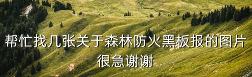 幫忙找幾張關于森林防火黑板報的圖片很急謝謝