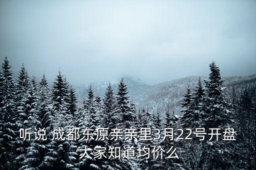 聽說(shuō) 成都東原親親里3月22號(hào)開盤 大家知道均價(jià)么