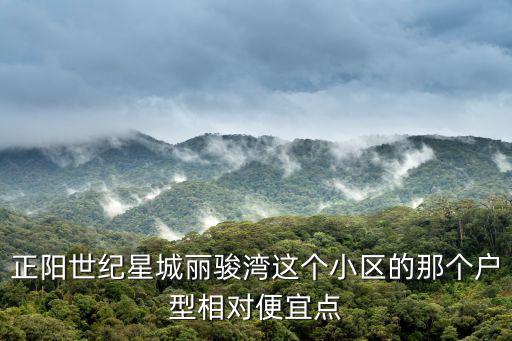 正陽世紀星城麗駿灣這個小區的那個戶型相對便宜點