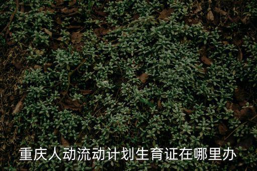 重慶人動流動計劃生育證在哪里辦