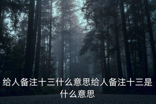 給人備注十三什么意思給人備注十三是什么意思