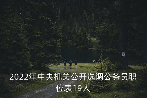 2022年公務員遴選職位表，2022年中央機關公開選調公務員職位表19人