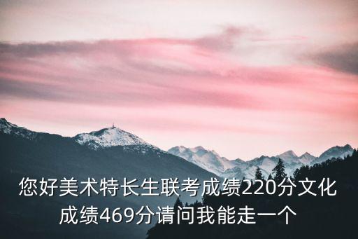 您好美術特長生聯考成績220分文化成績469分請問我能走一個