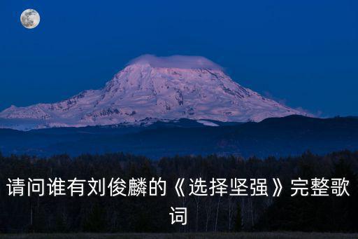 請問誰有劉俊麟的《選擇堅強》完整歌詞