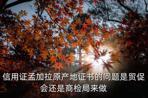上海市貿促會是什么單位，信用證孟加拉原產地證書的問題是貿促會還是商檢局來做