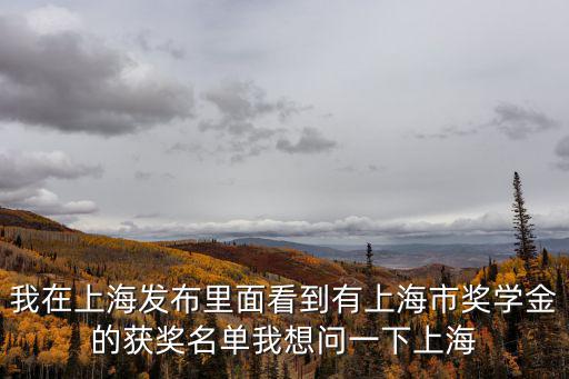 我在上海發(fā)布里面看到有上海市獎(jiǎng)學(xué)金的獲獎(jiǎng)名單我想問一下上海