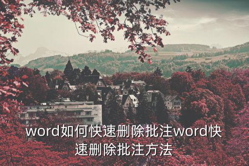 word如何快速刪除批注word快速刪除批注方法