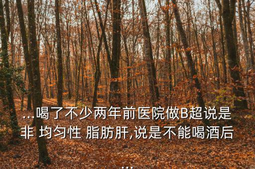 ...喝了不少兩年前醫院做B超說是非 均勻性 脂肪肝,說是不能喝酒后...