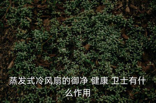 蒸發式冷風扇的御凈 健康 衛士有什么作用