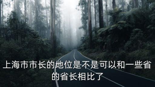 上海市市長的地位是不是可以和一些省的省長相比了