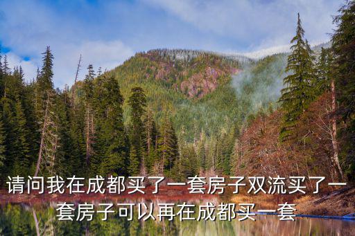 請問我在成都買了一套房子雙流買了一套房子可以再在成都買一套