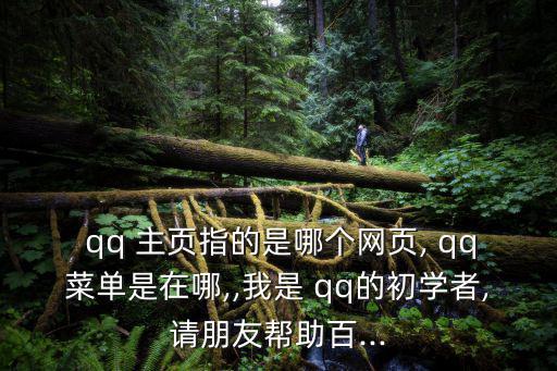  qq 主頁指的是哪個網頁, qq菜單是在哪,,我是 qq的初學者,請朋友幫助百...