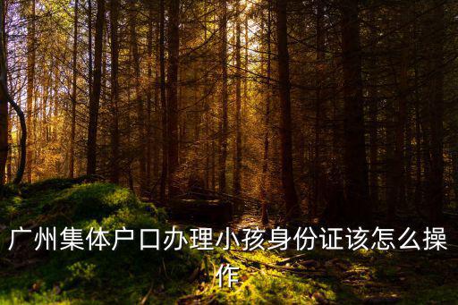 廣州戶口的小孩怎樣換身份證，廣州集體戶口辦理小孩身份證該怎么操作