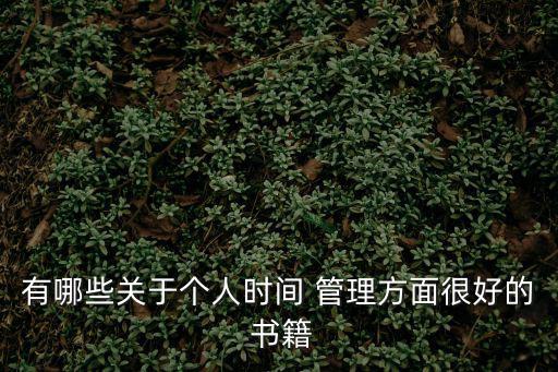 有哪些關于個人時間 管理方面很好的 書籍
