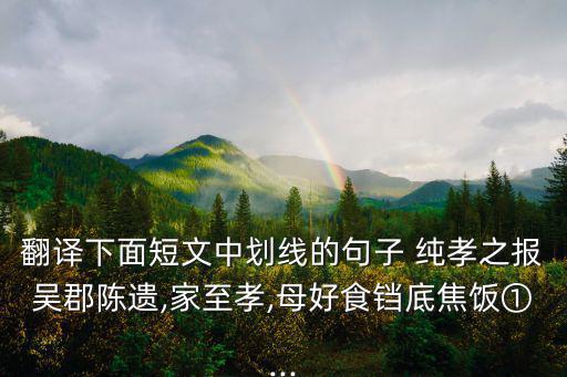 翻譯下面短文中劃線的句子 純孝之報吳郡陳遺,家至孝,母好食鐺底焦飯①...