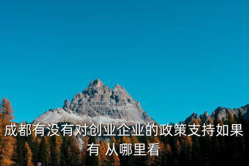 成都有沒有對創業企業的政策支持如果有 從哪里看