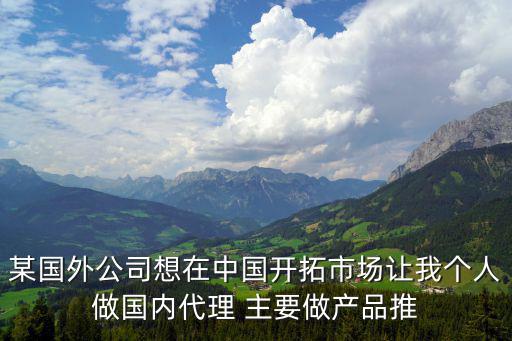 某國外公司想在中國開拓市場讓我個人做國內代理 主要做產品推