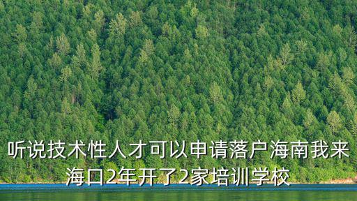 聽說技術(shù)性人才可以申請落戶海南我來海口2年開了2家培訓(xùn)學(xué)校