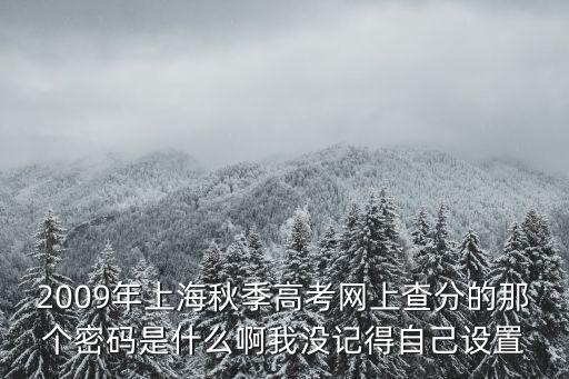2009年上海秋季高考網(wǎng)上查分的那個密碼是什么啊我沒記得自己設(shè)置