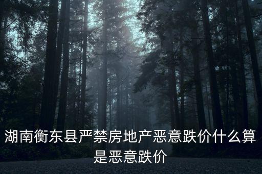 湖南衡東縣嚴禁房地產惡意跌價什么算是惡意跌價