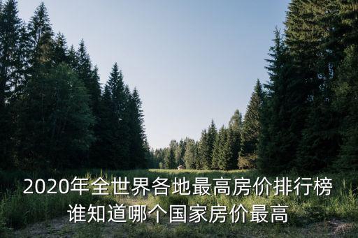 2020年全世界各地最高房價(jià)排行榜誰知道哪個(gè)國家房價(jià)最高