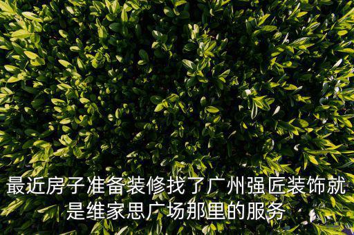 最近房子準備裝修找了廣州強匠裝飾就是維家思廣場那里的服務(wù)
