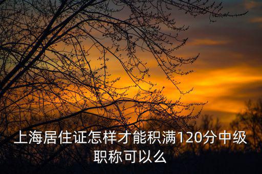 上海居住證怎樣才能積滿120分中級職稱可以么