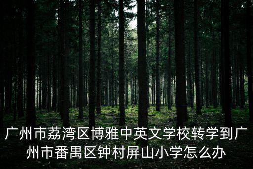 廣州市荔灣區博雅中英文學校轉學到廣州市番禺區鐘村屏山小學怎么辦