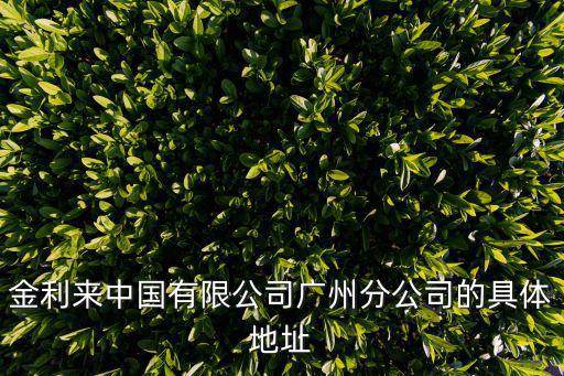金利來中國有限公司廣州分公司的具體地址
