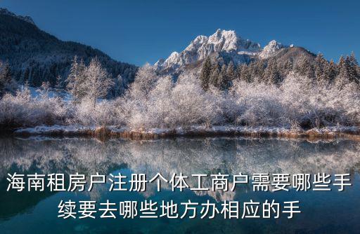海南租房戶注冊個體工商戶需要哪些手續要去哪些地方辦相應的手