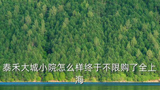 泰禾大城小院怎么樣終于不限購了全上海