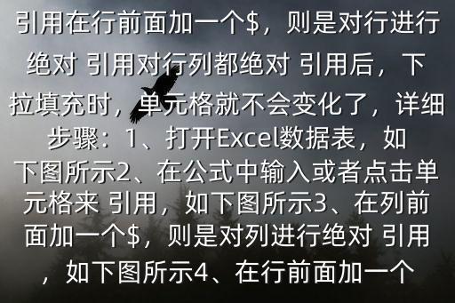  excel絕對 引用怎么輸入$在列前面加一個$，則是對列進行絕對 引用在行前面加一個$，則是對行進行絕對 引用對行列都絕對 引用后，下拉填充時，單元格就不會變化了，詳細步驟：1、打開Excel數據表，如下圖所示2、在公式中輸入或者點擊單元格來 引用，如下圖所示3、在列前面加一個$，則是對列進行絕對 引用，如下圖所示4、在行前面加一個