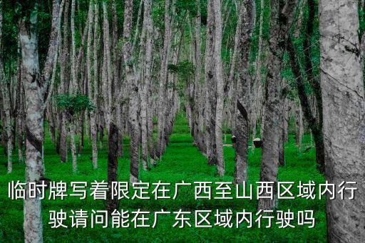 臨時牌寫著限定在廣西至山西區域內行駛請問能在廣東區域內行駛嗎