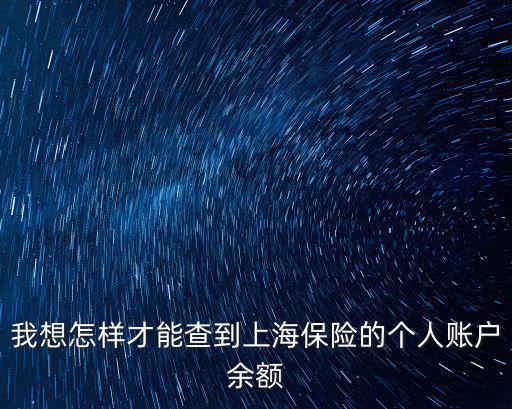 我想怎樣才能查到上海保險的個人賬戶余額