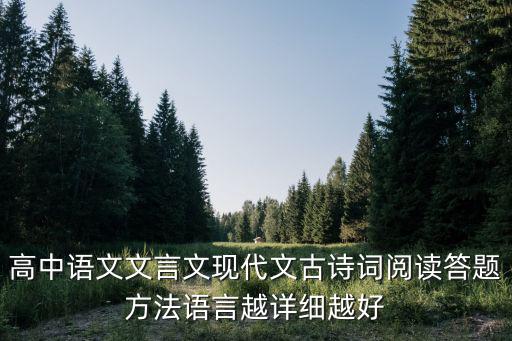 高中語文文言文現代文古詩詞閱讀答題方法語言越詳細越好