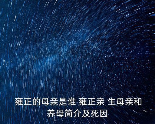 雍正生母,雍正皇帝的傳承