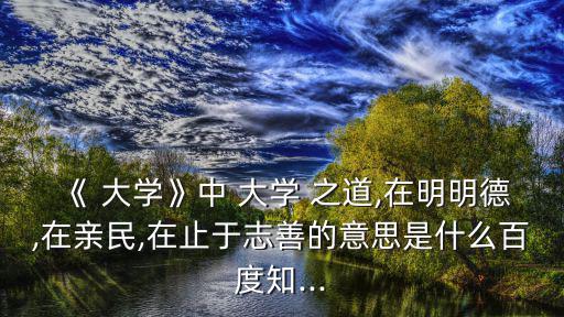 《 大學》中 大學 之道,在明明德,在親民,在止于志善的意思是什么百度知...