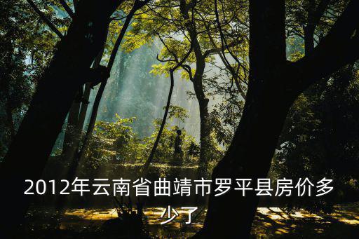 2012年云南省曲靖市羅平縣房價多少了