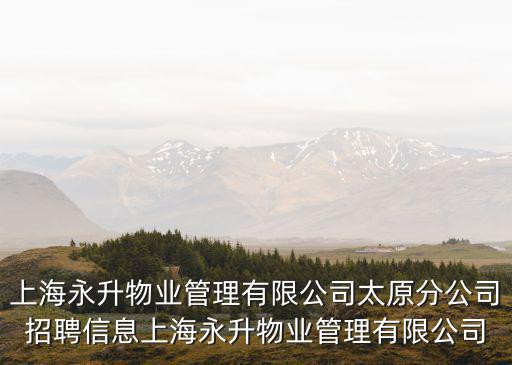上海永升物業管理有限公司太原分公司招聘信息上海永升物業管理有限公司