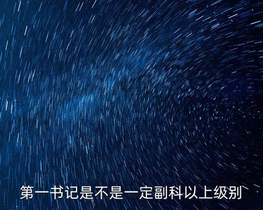 第一書記是不是一定副科以上級別